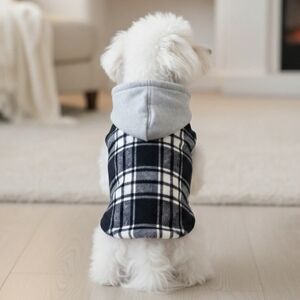 DOGGIE DESIGN Plaid Jacket With Hoodie - Black and Gray